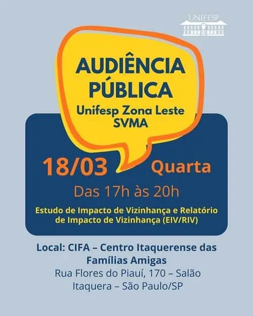 Unifesp e Prefeitura de São Paulo realizam audiência pública