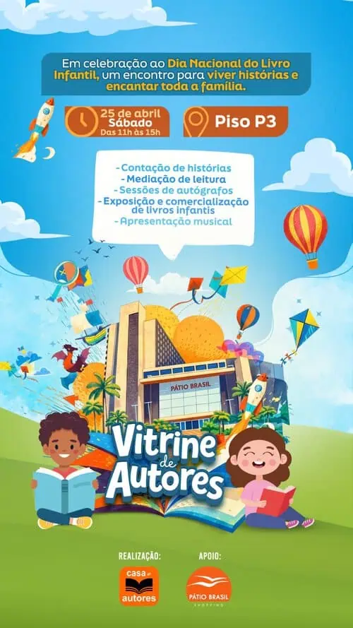 Pátio Brasil Shopping promove Vitrine de Autores em comemoração ao Dia Nacional do Livro Infantil
