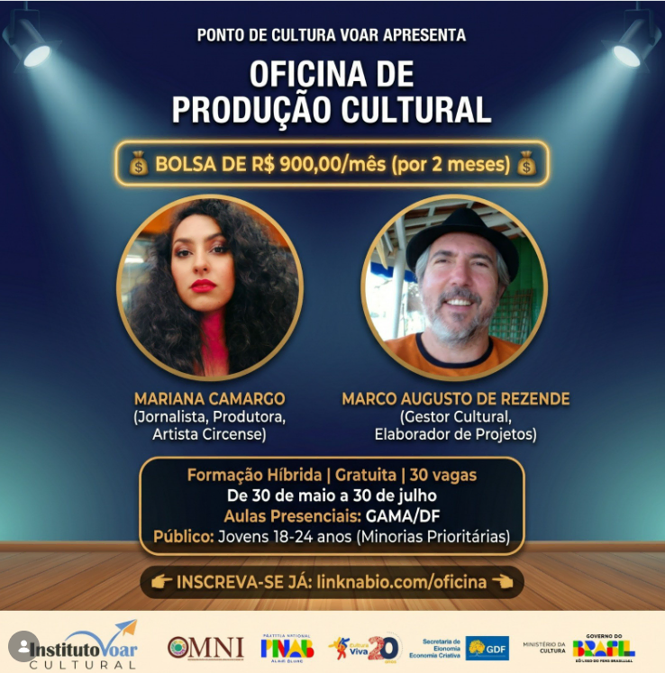 Até dia 21, inscrições para a oficina de Produção Cultural no Gama